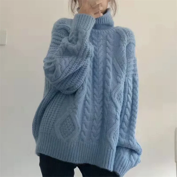 Casual Turtleneck Solid Color Sweater
