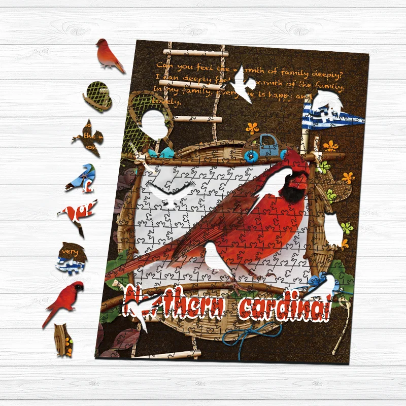 Jeffpuzzle™-JEFFPUZZLE™ Northern Cardinal Wooden Puzzle