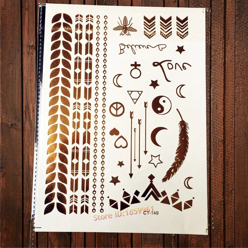 Sdrawing Big Size Gold Flying Butterfly Flash Tattoo Jewel Sticker ACT-199 Henna Bracelet 3D Makeup Butterfly Waterproof Tattoo Women