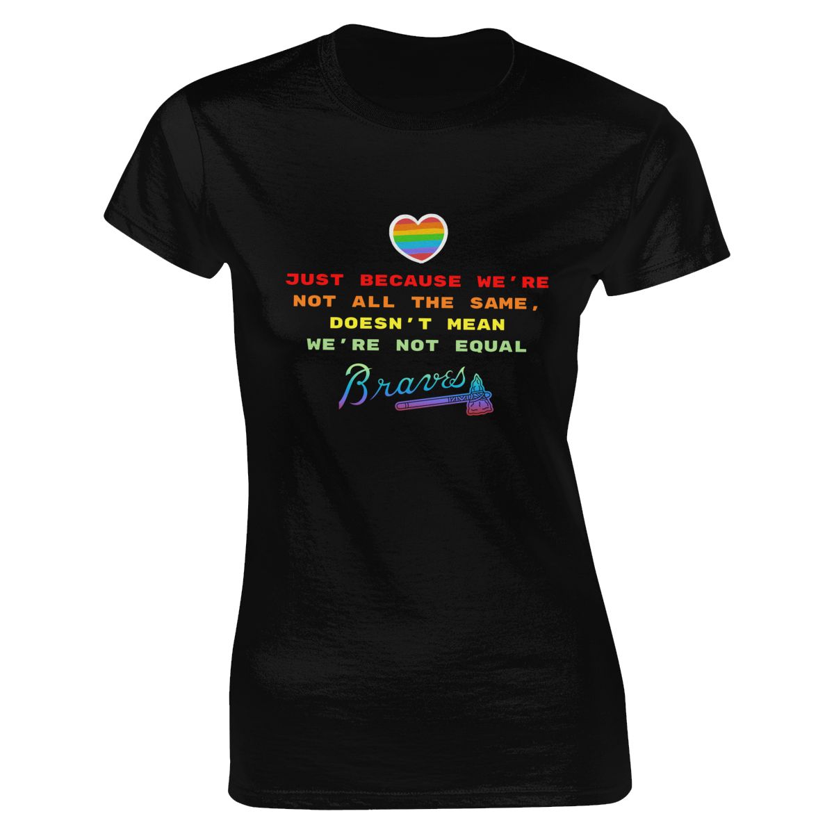 Atlanta Braves Rainbow Awareness Raising Women's Crewneck T-Shirt