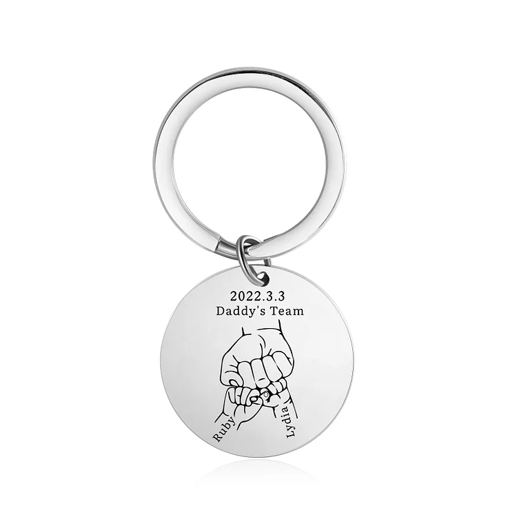 Father's Day Gifts Fist Bump Keychain Custom 2 Kids' Names Keyring