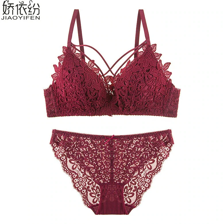 Billionm Brand New Thin Section Sexy Lace Bra Set Cozy Triangle Cup Women Underwear Set Hot Sale Hollow Embroidery Bra Brief Sets
