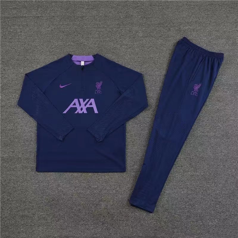23/24 Liverpool Half-Pull Training Suit Blue Football Jersey Set Thai Quality