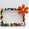 Daisy Flower DIY Building Block Photo Frame Kit,Creative Handmade Assembled Photo Frame Handmade Craft Gift Home Tabletop Display Decor