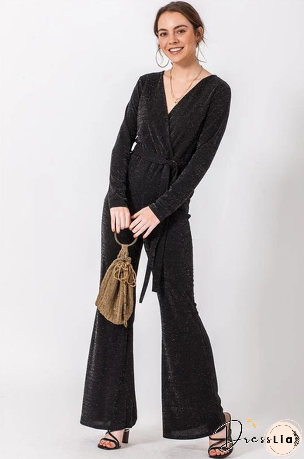 Favlux Bell Bottom Waist Tie Jumpsuit