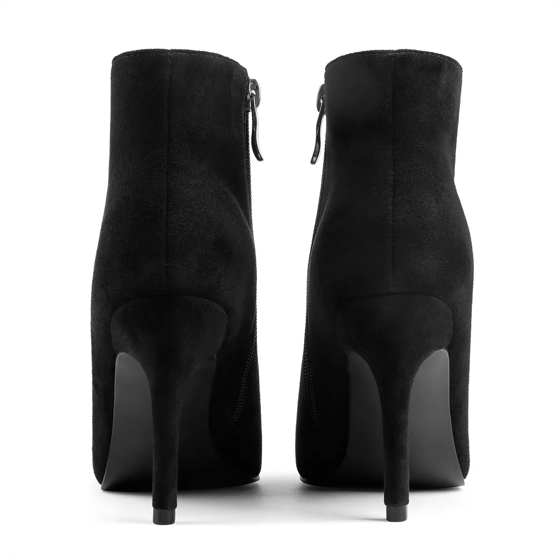 90mm Women's Ankle Boots Closed Pointed Toe Red Bottom Stilettos Booties-vocosishoes