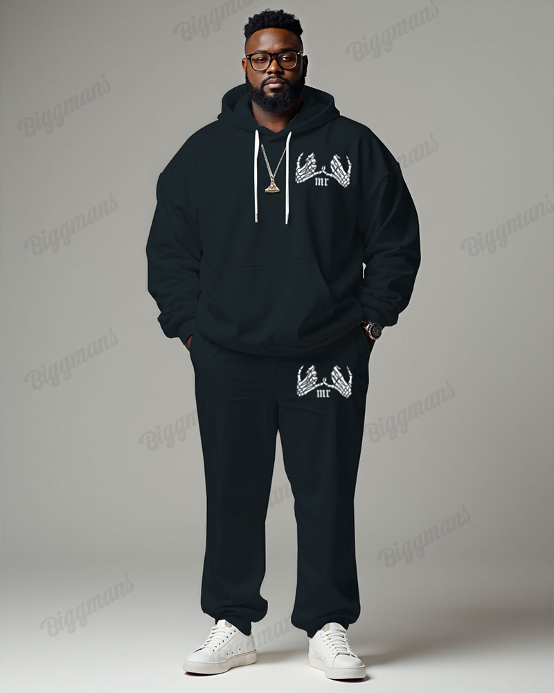 Couples Fashion "Mr And Mrs" Sweet Love Pattern Back Large Printed Hoodie Set