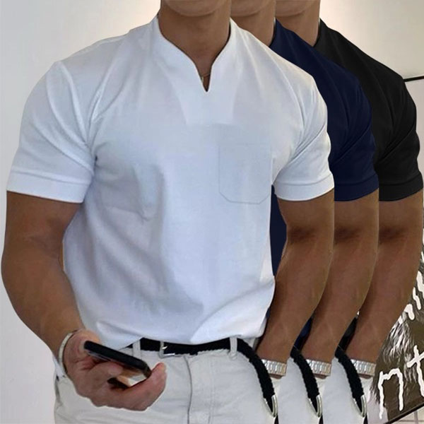 Gentleman business pocket short-sleeved fitness T-shirt