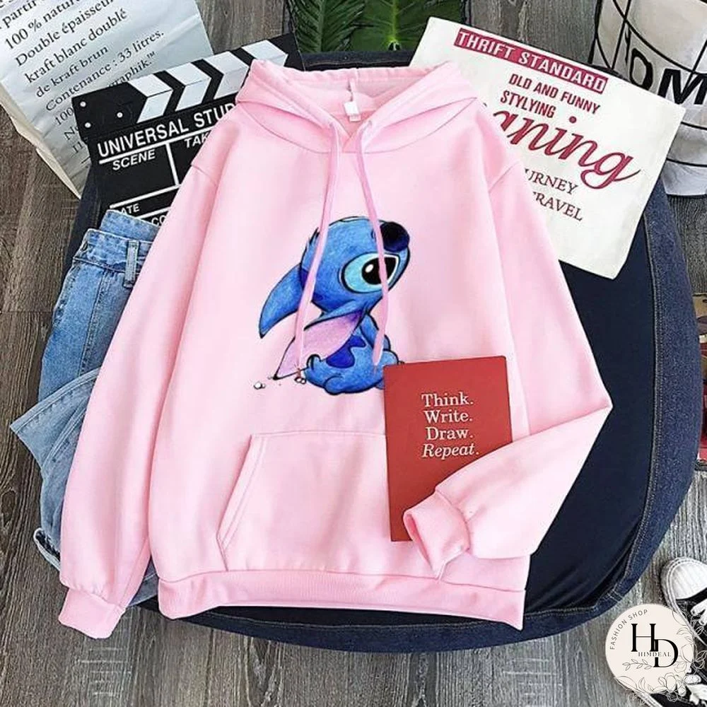 New Hoodie Sweatshirt Women Oversized cartoon Stitch Hoodie couple shirt versatile Sweatshirt Winter Long Sleeve Tops Hoodies