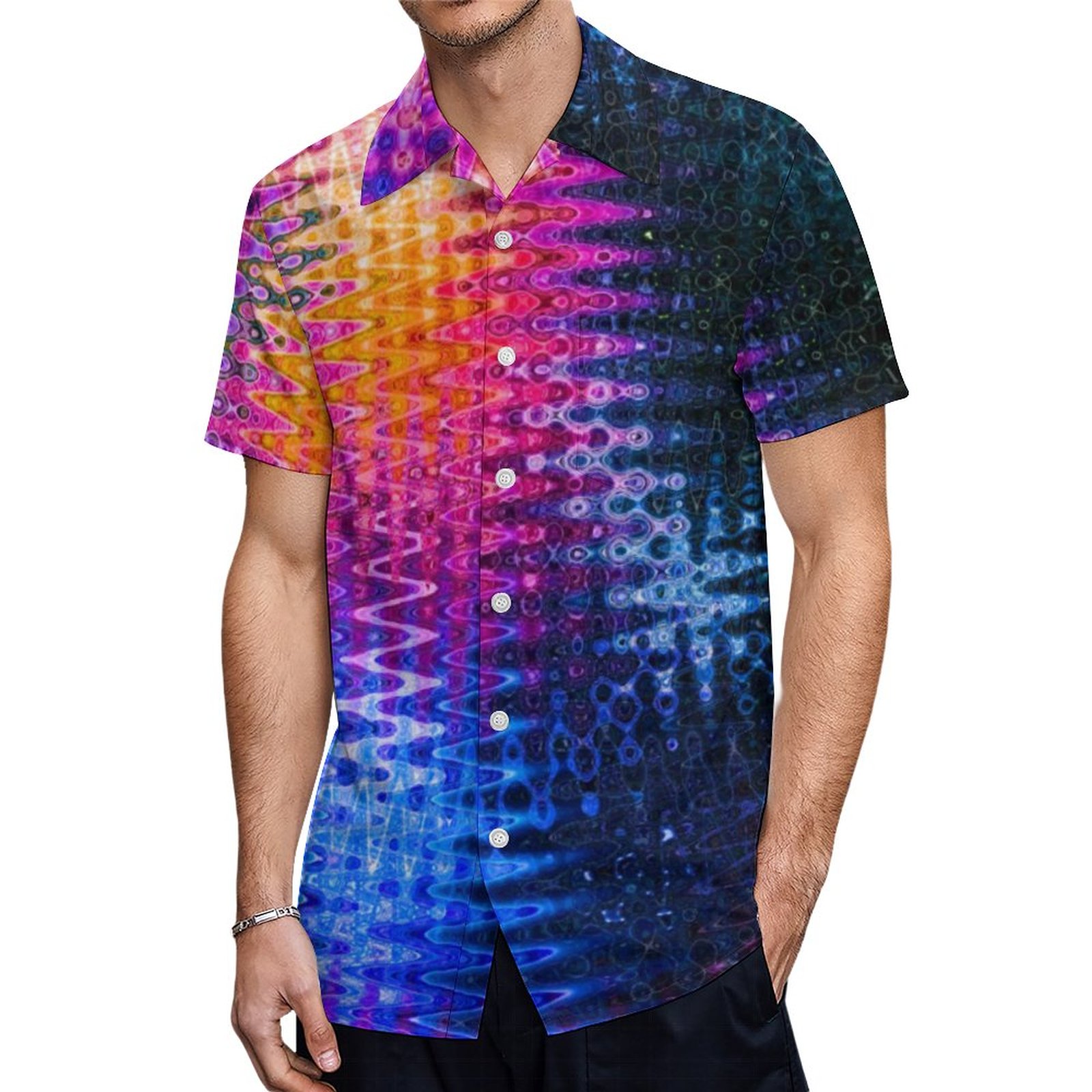 Bootyliscious Liquid Universe Rave Hawaiian Shirt Mens Button Down Plus Size Tropical Hawaii Beach Shirts