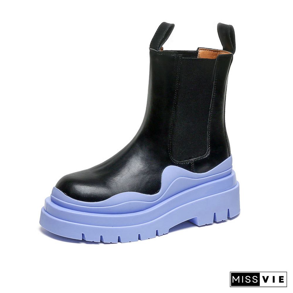 Slip-On Colorblock Platform Boots
