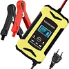 ABS Smart Battery Trickle Charger 12V 6A Automatic Smart Car Battery Charger with LCD Display Temperature Monitoring for Truck Motorcycle Boat SUV ATV and More