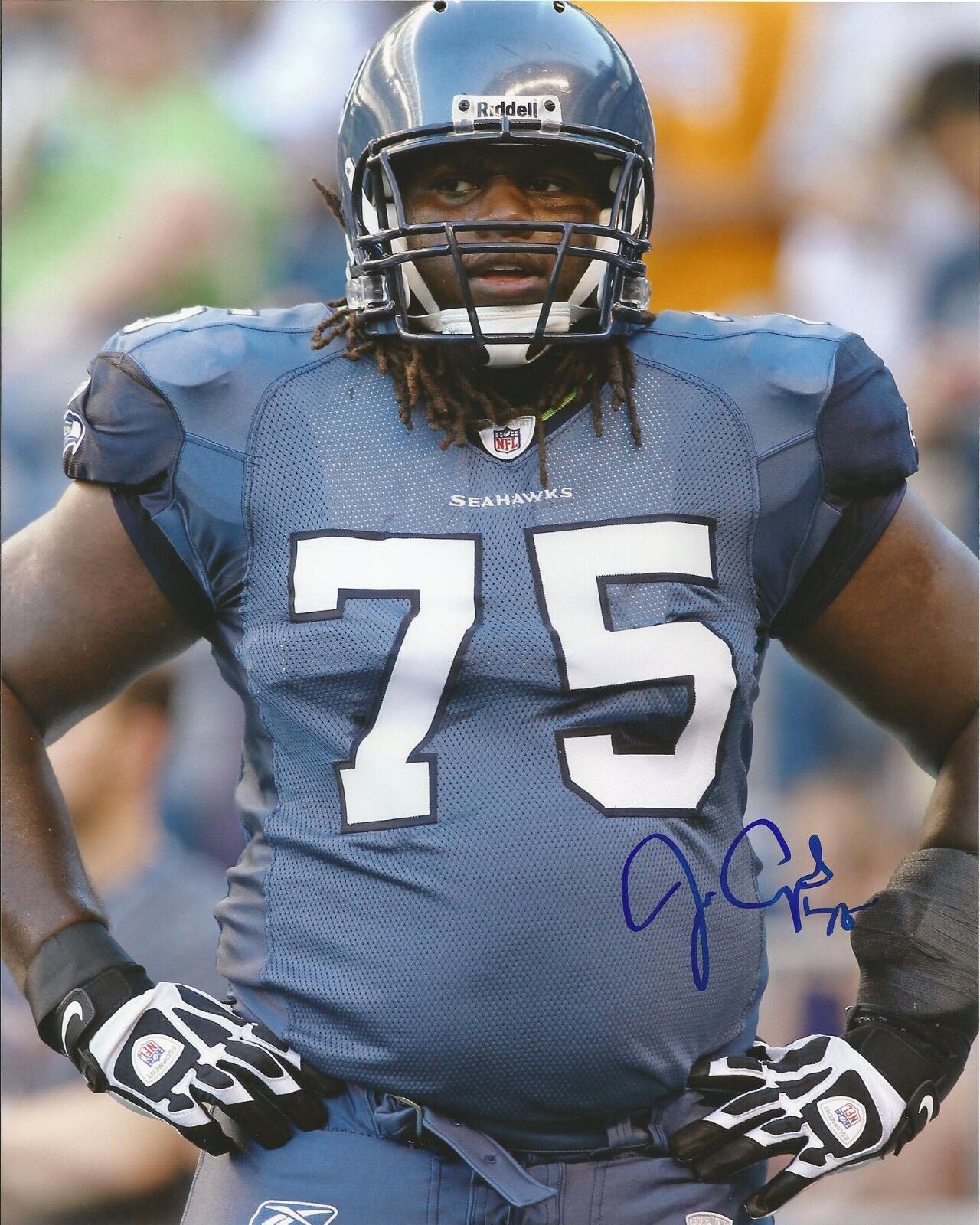 JAMES CARPENTER SIGNED SEATTLE SEAHAWKS 8x10 Photo Poster painting #1 with PROOF