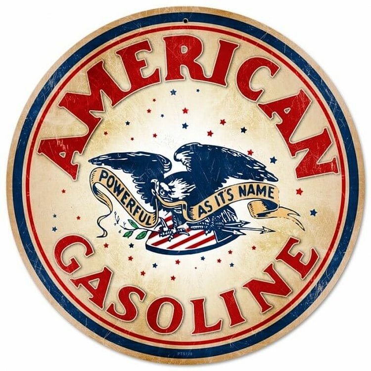 30*30cm - American Gasoline - Round Tin Signs/Wooden Signs