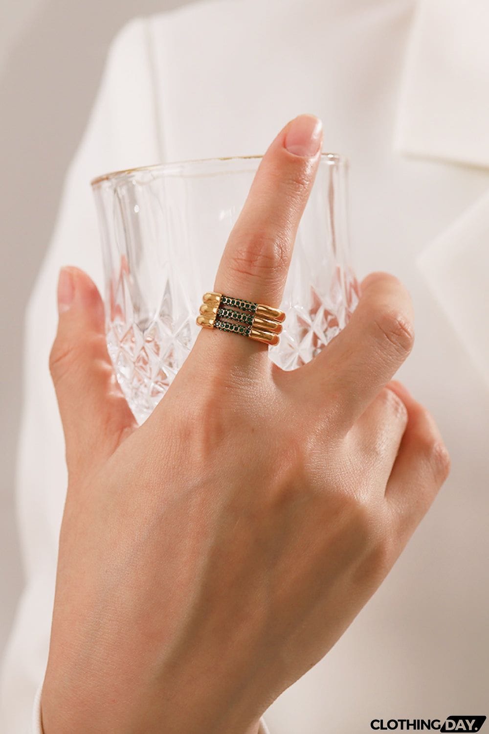 Triple-Layered Rhinestone Ring