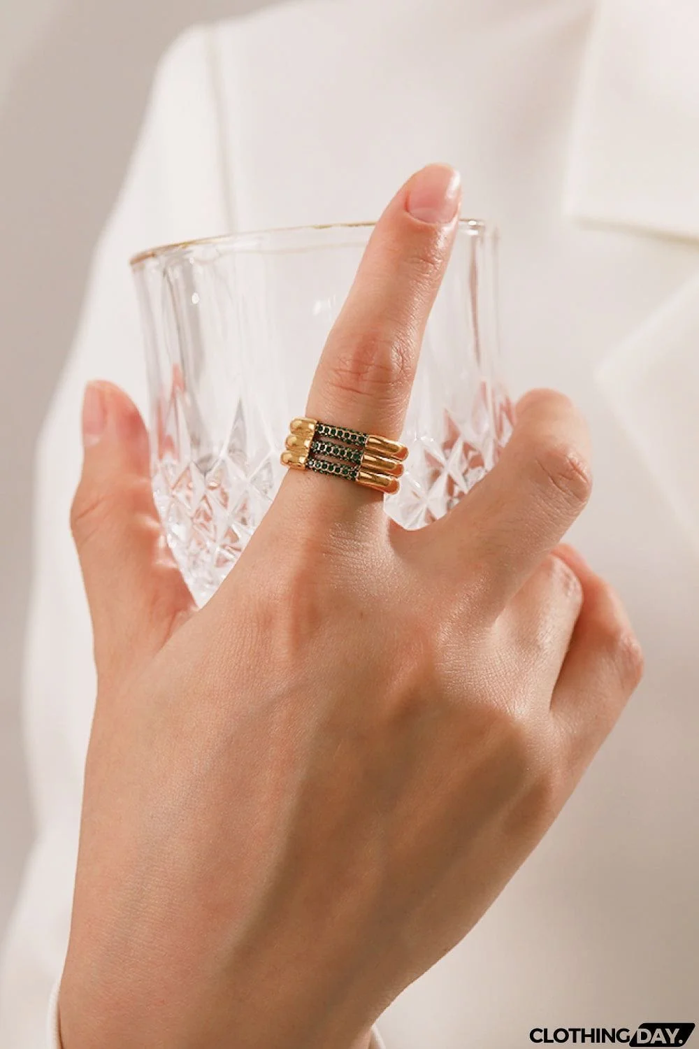 Triple-Layered Rhinestone Ring