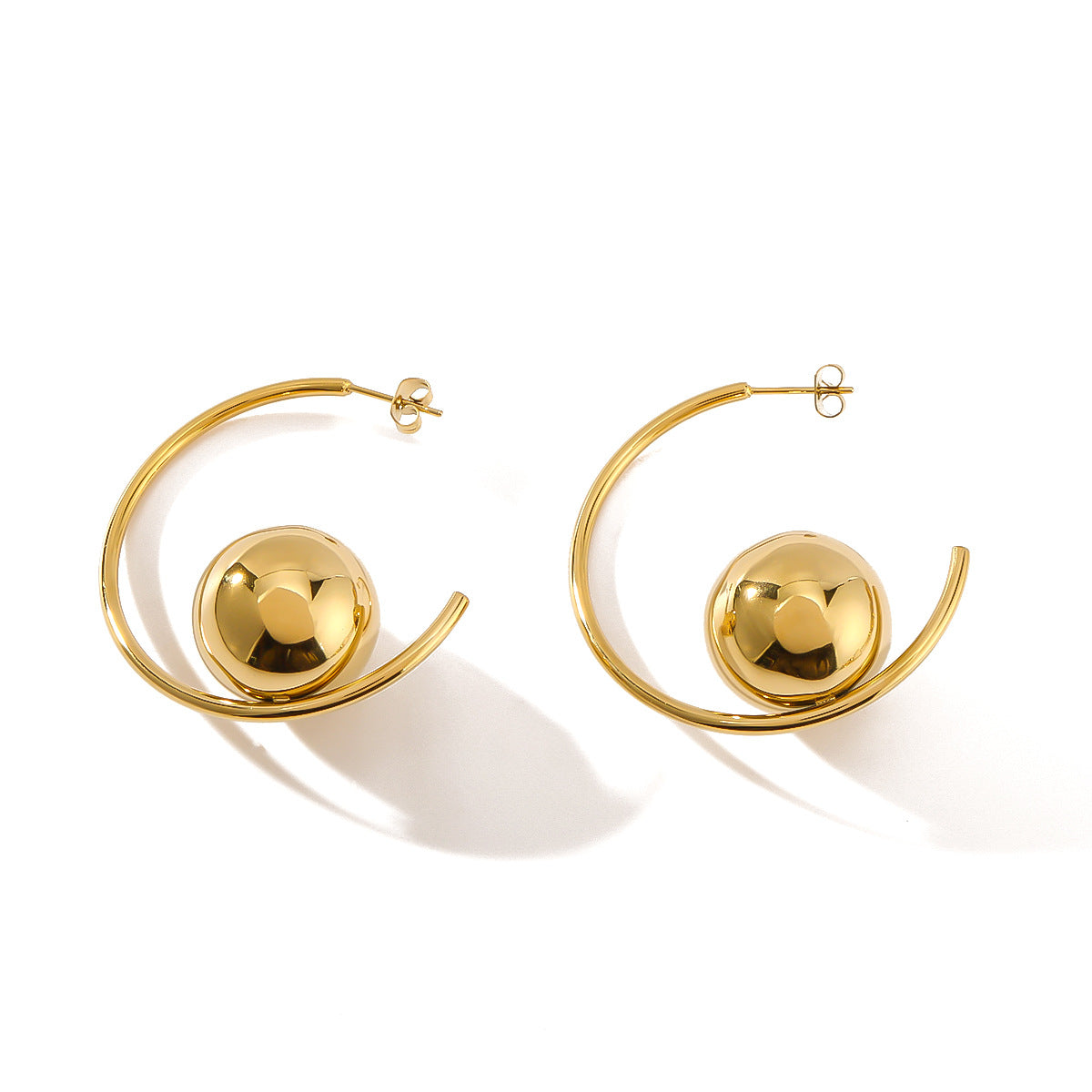 IG Style Sphere Geometric Stainless Steel Electroplating Earrings