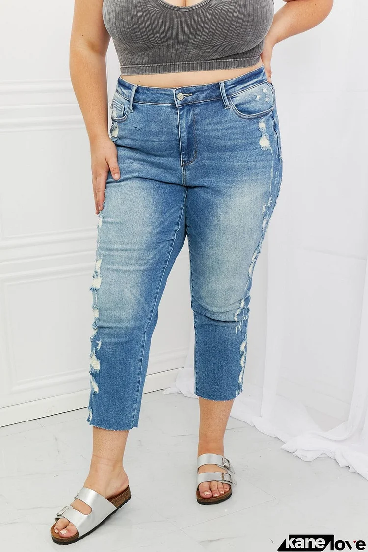 Judy Blue Laila Full Size Straight Leg Distressed Jeans