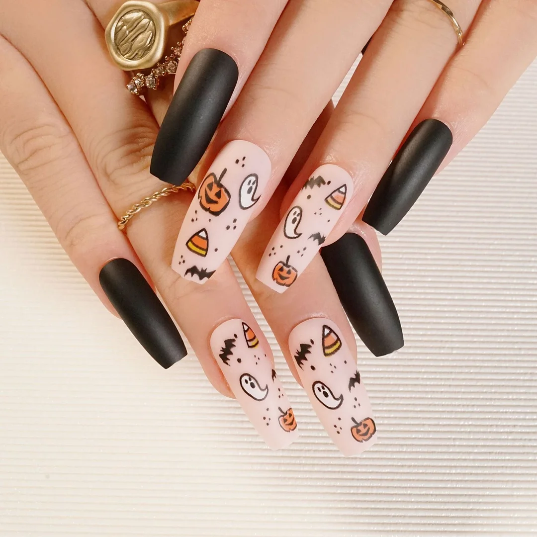 Fake Nails Halloween Long Style Full Cover Fake Nails DIY Glue Press On Nails Nail Supplies For Professionals-Nail Inspo