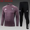 2025/2026 Manchester United Half-Pull Training Suit Gray Purple Football Shirt 1:1 Thai Quality