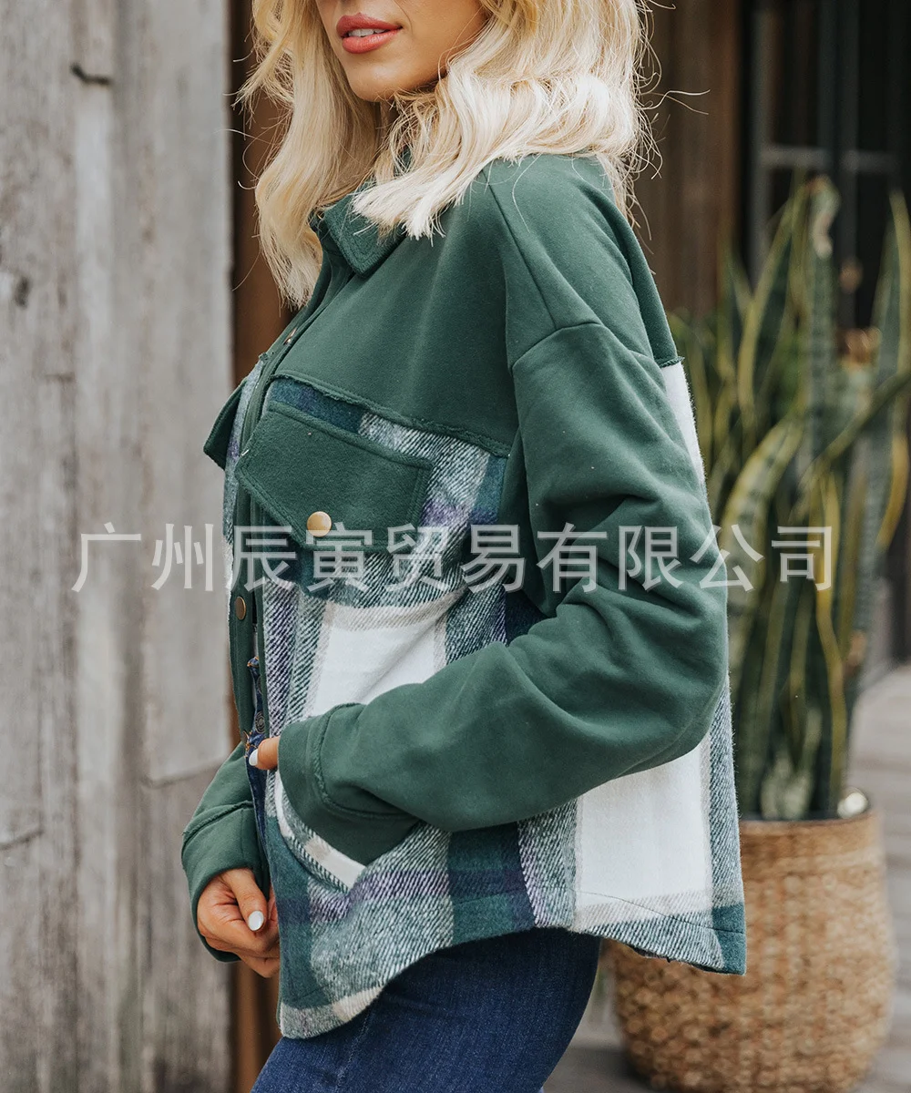 Woherb The Ins Hot Autumn Winter Ladies Coat Cotton Sweaters Wool Plaid Patchwork Multi-Pocket Jacket-Outfit Ideas
