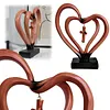 Resin Entwined Heart & Cross Christian Wedding Sculpture Symbolizing Husband Wife & God Two Hearts & Cross Keepsake for Weddings Anniversaries & Religious Gifts