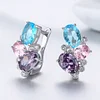 925 Sterling Silver  Colorful Zircon Inlaid Stud Earrings 