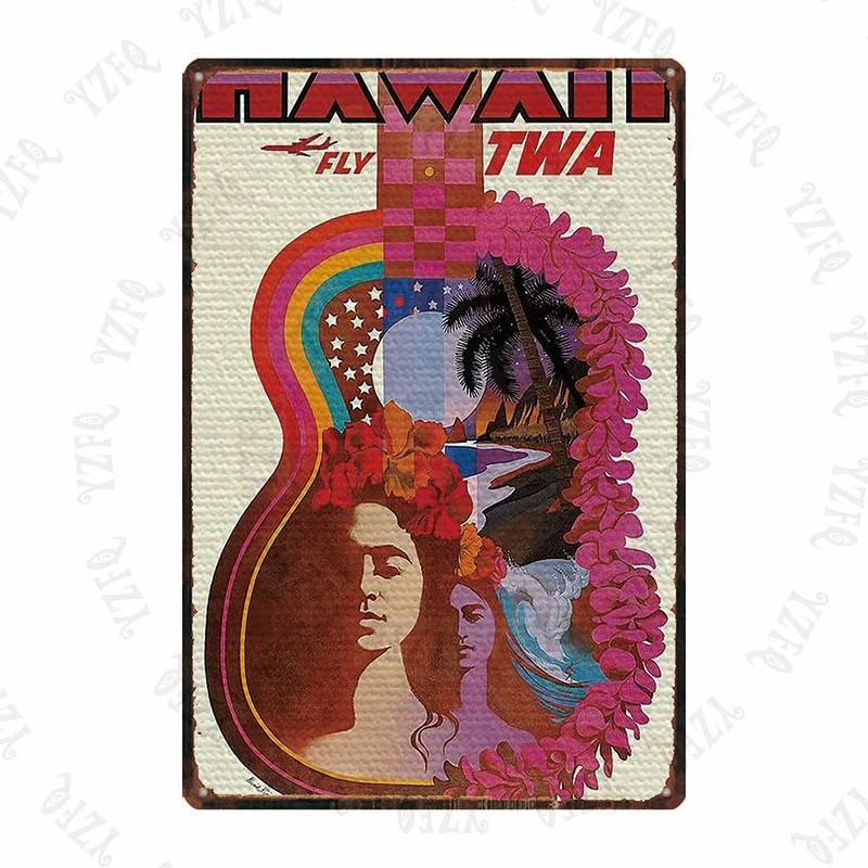 Athvotar Vintage Poster Surfing Beach Metal Sign Travel Souvenir Retro Wall Bar Art Home Cinema Decor Cuadros DU-5391A