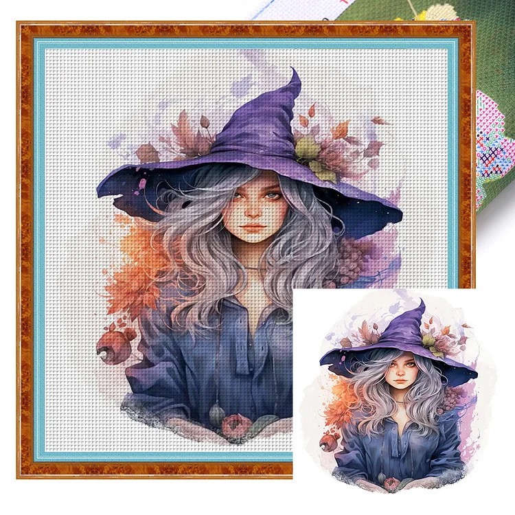 Halloween Witch (40*40cm) 14CT Stamped Cross Stitch gbfke