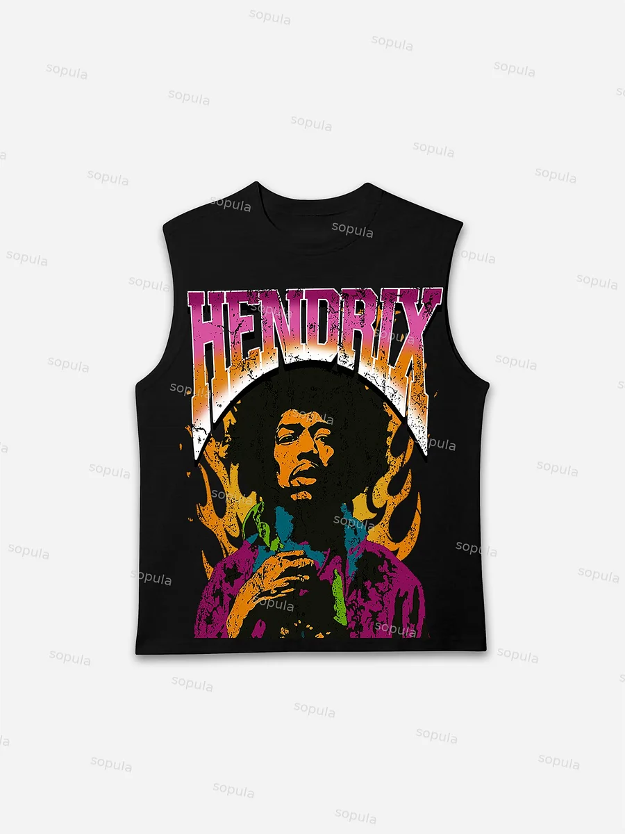 Jimi Hendrix Print Cotton Tank Top