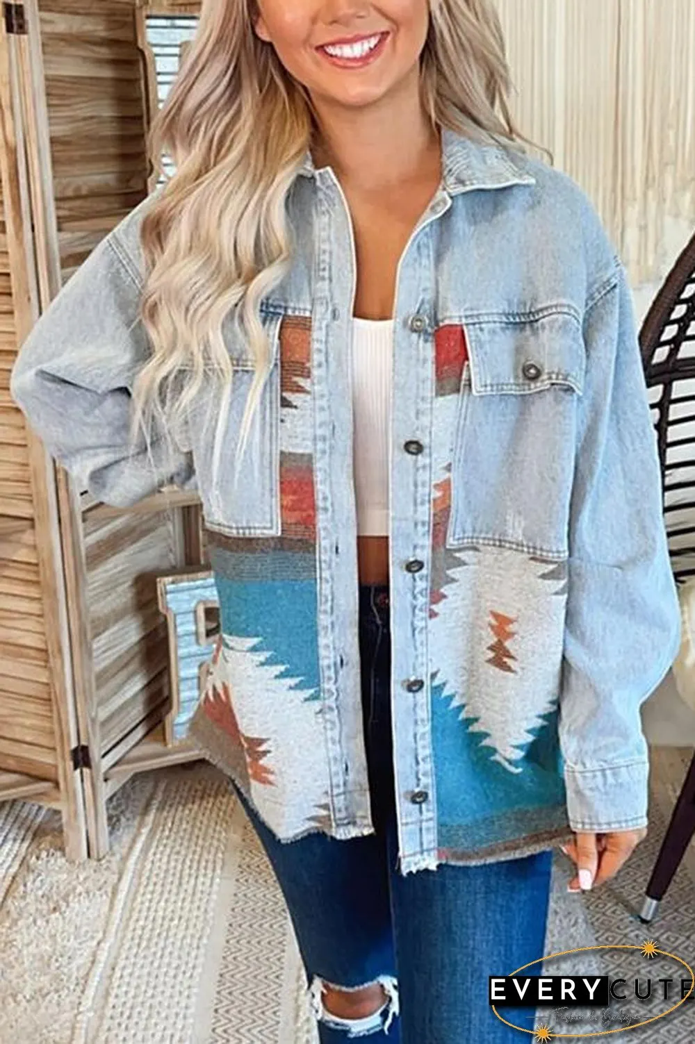 Smokey Mountain Aztec Denim Jacket