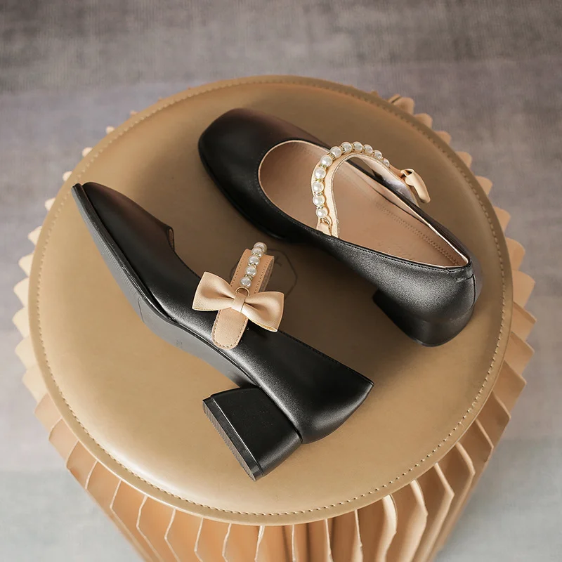 Tanguoant Tanguoant Jane Shoes Spring 2023 New Versatile Square Head Night Night Shoes Gentle Wind Low Heel Thick Heel Fairy Single Shoes Woman