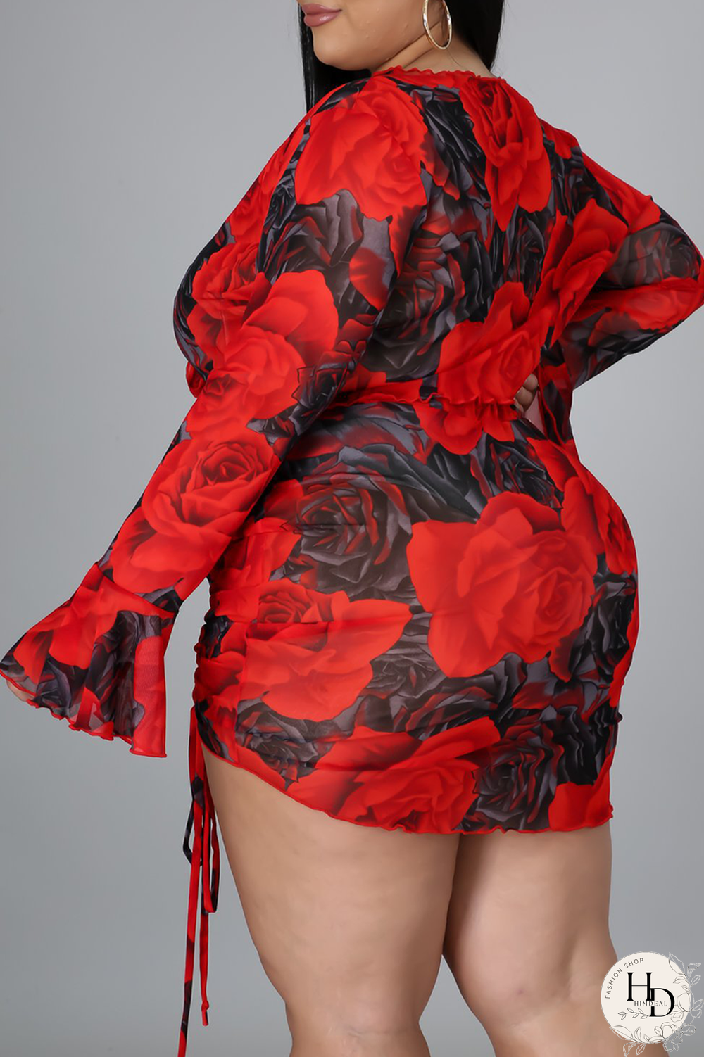 Red Casual Split Joint V Neck Plus Size Two Pieces