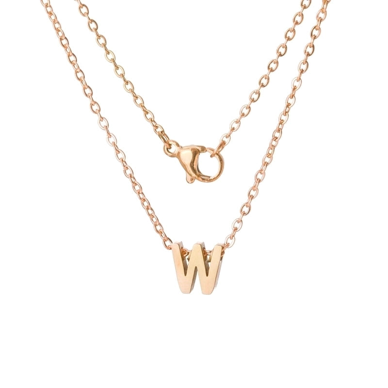 Stainless Steel Rose Gold Plated Minimalist Letter None Pendant Necklace