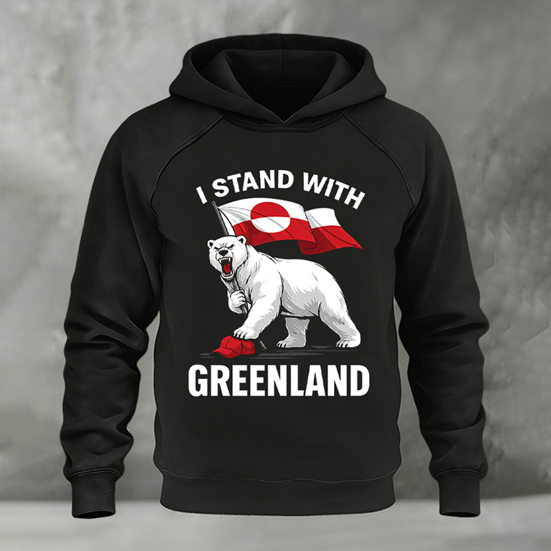 Men's Vintage Support Greenland Pattern Casual Hoodie artswardrobe