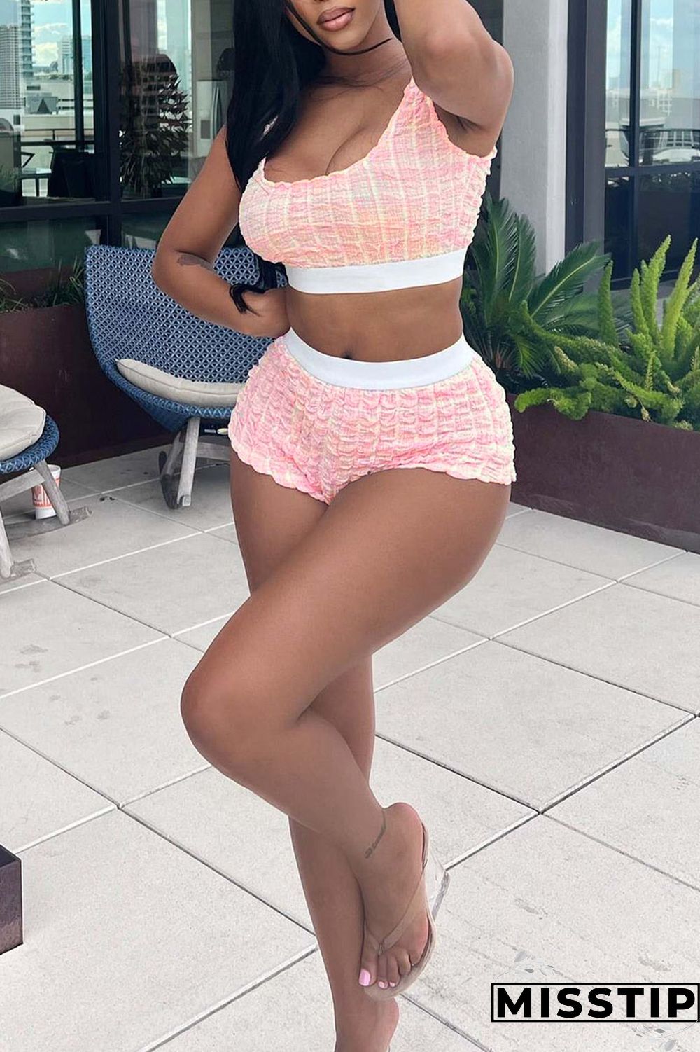 Black Sexy Solid Patchwork Spaghetti Strap Sleeveless Two Pieces