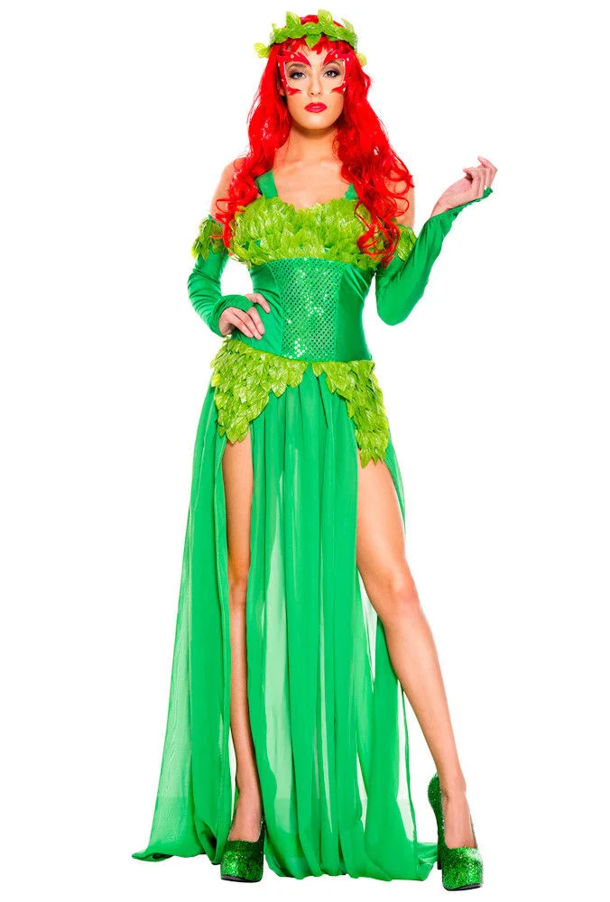 Women's Poison Ivy Costume Dress For Halloween Party-elleschic