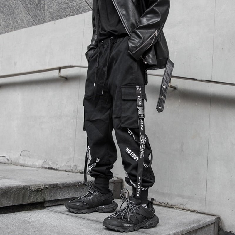 Fashion Joggers Men Cargo Pants Black PocketHarajuku Sweatpant Streetwear Hip Hop Trouser Men Tactical Pants Harem Pants