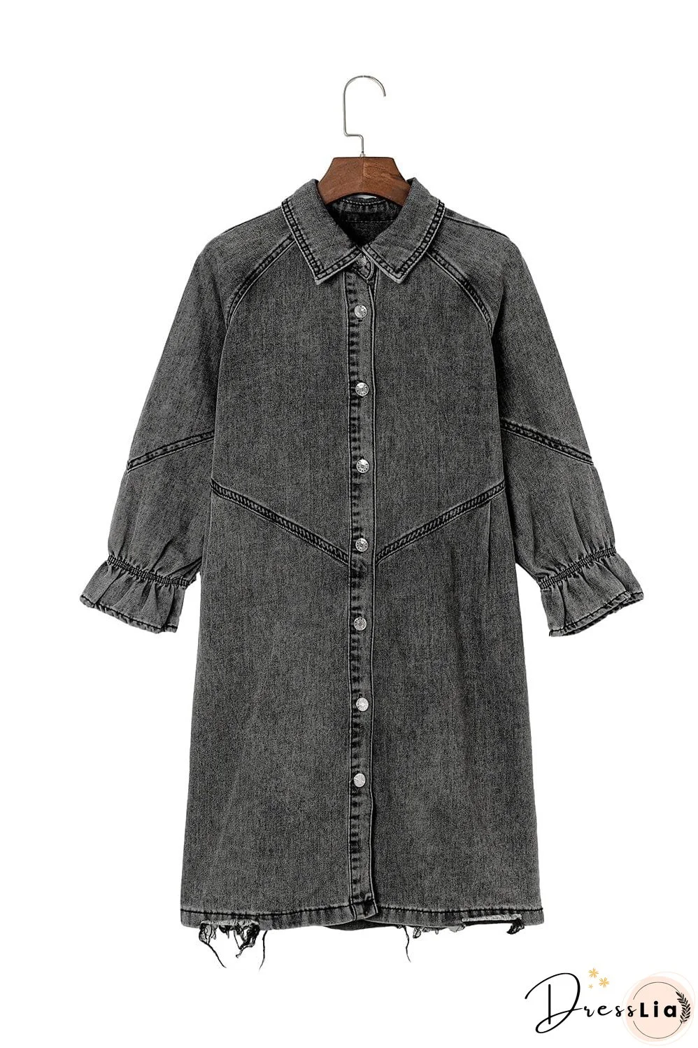 Denim Dress with Ruffles