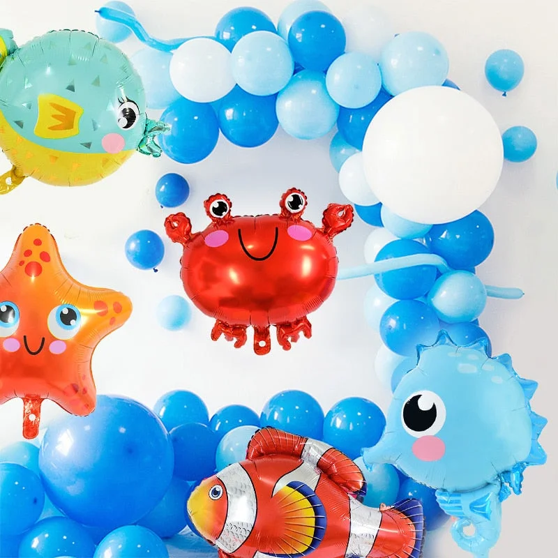 5Pcs Sea Horse Ocean World Animal Foil Balloons Under the Sea Party Kids Mermaid Birthday Party Decoration Baby Shower Supplies