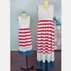 Family Matching Lace Stitching Sleeveless Mother Daughter Dress