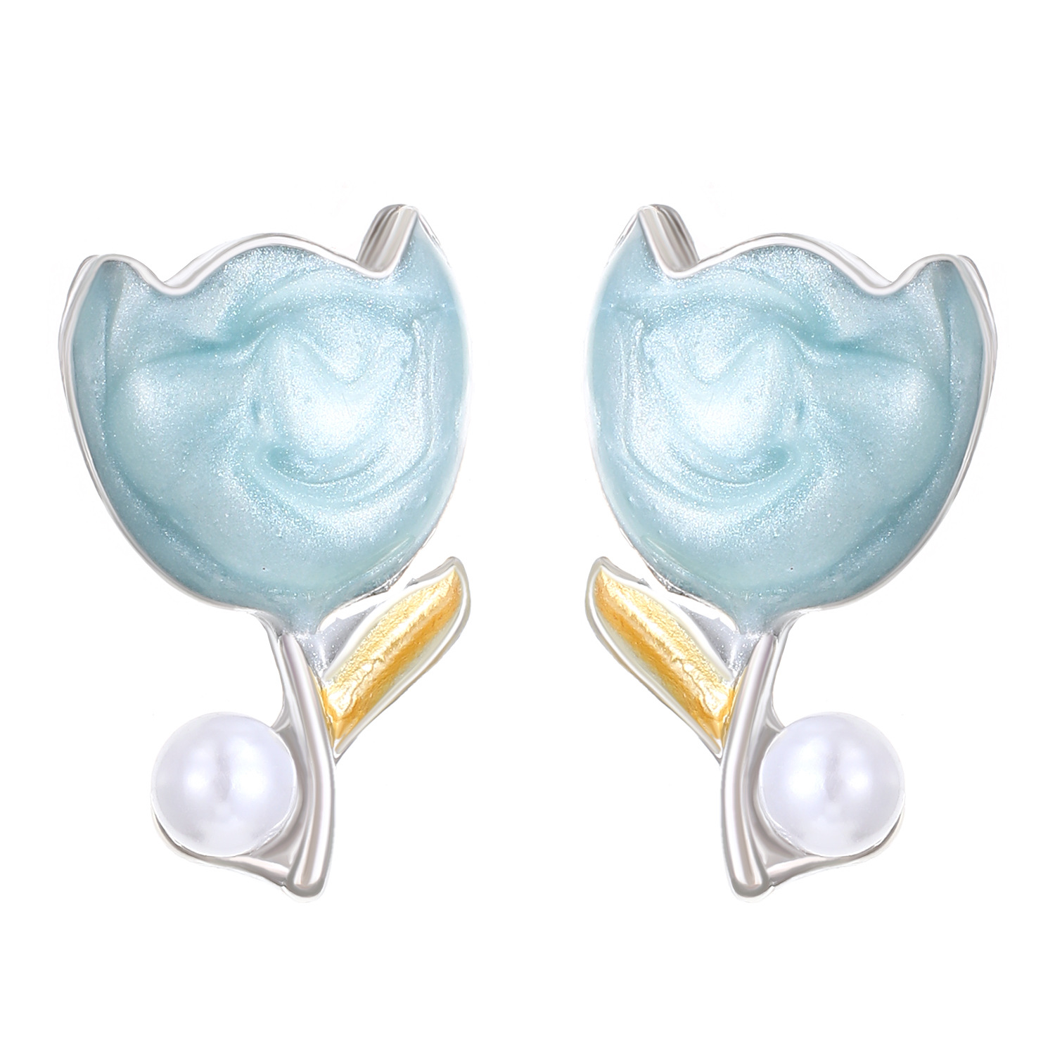 Pearl Tulip Flower Earrings