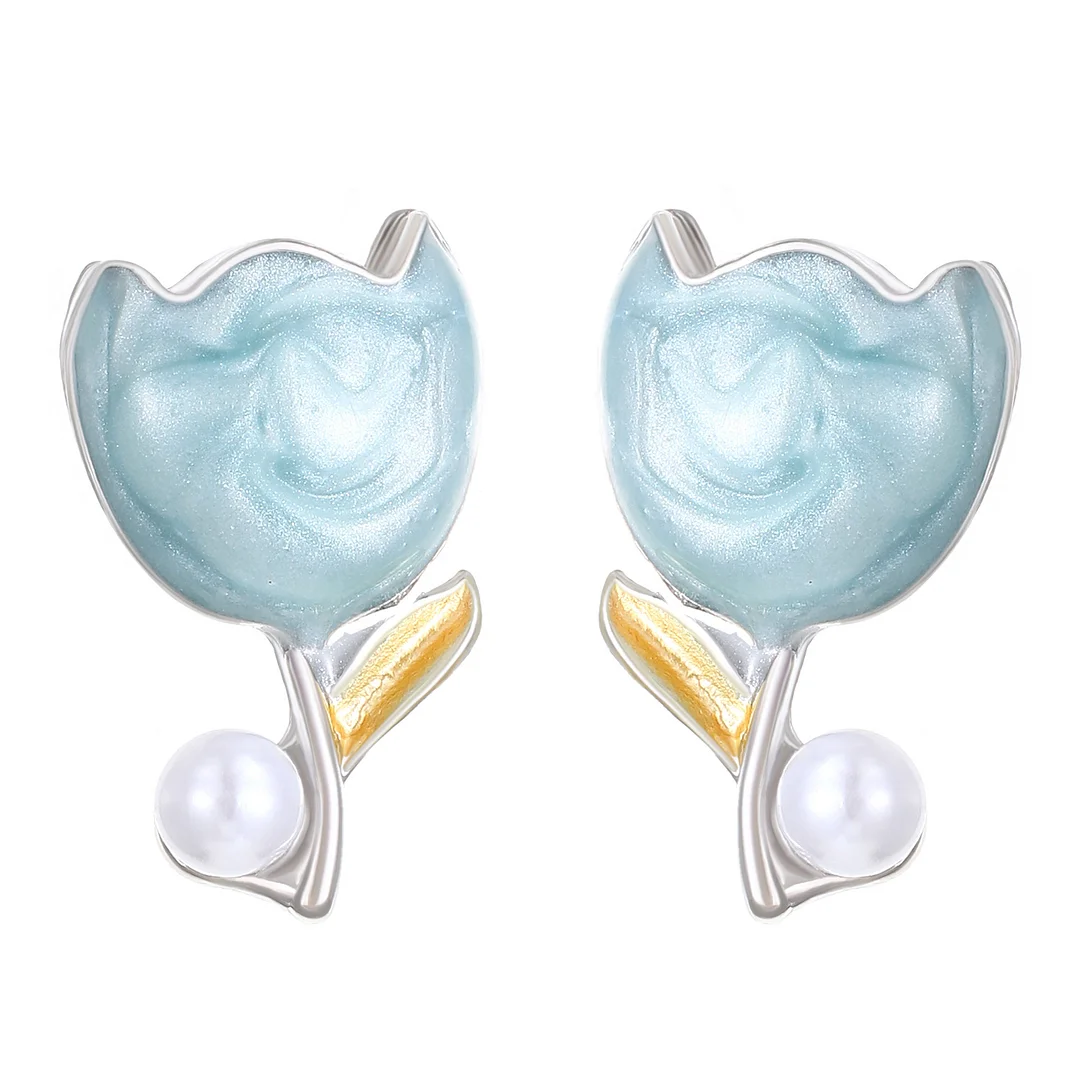 Pearl Tulip Flower Earrings