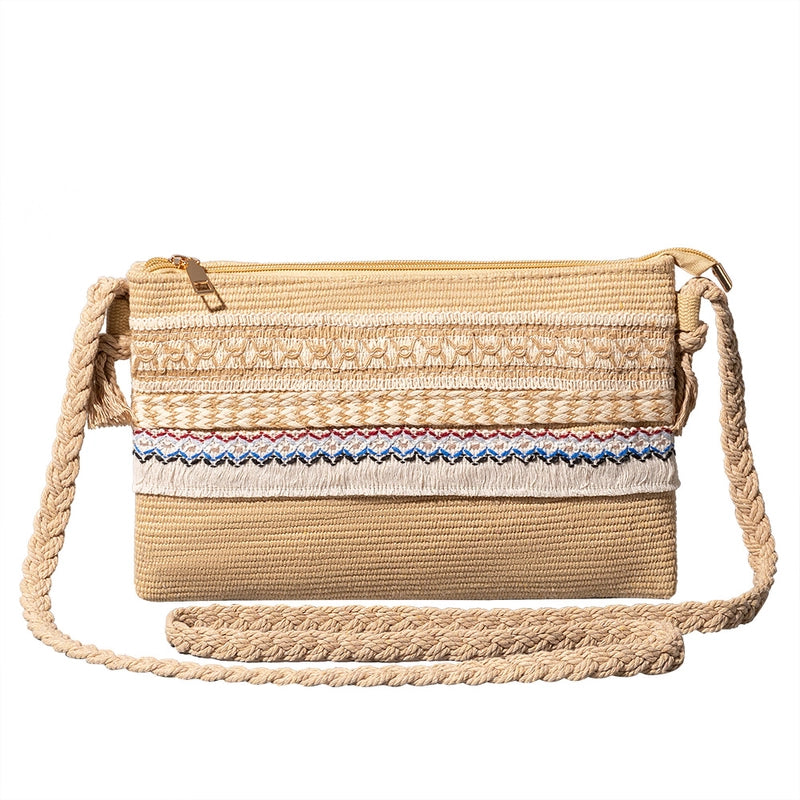 Women’s Small Polyester Stripe Elegant Streetwear Weave Sewing Thread Square Zipper Square Bag