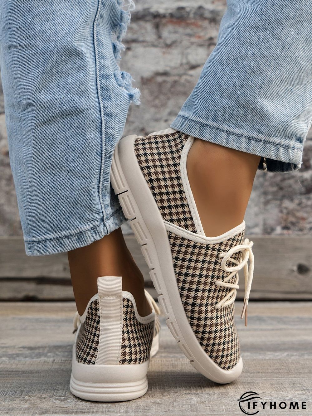 Plus Size Graphic Pattern Lace-up Front Linen Shoes | IFYHOME