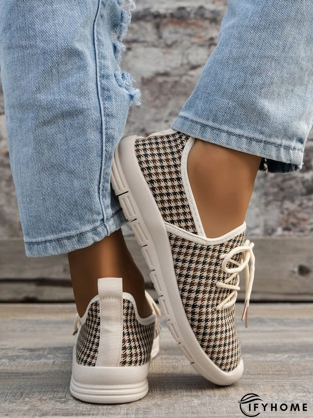 Plus Size Graphic Pattern Lace-up Front Linen Shoes | IFYHOME