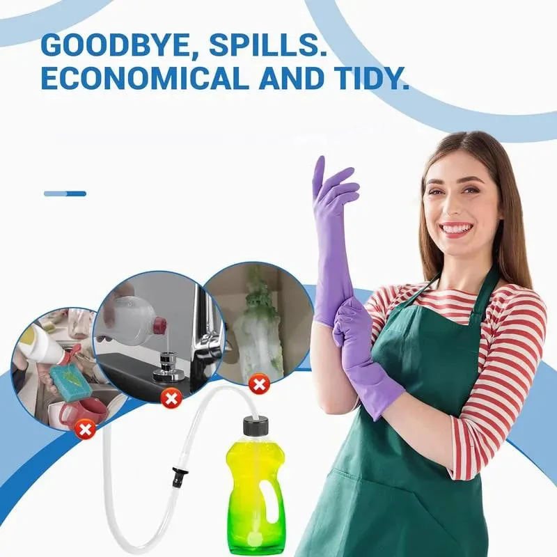 Sink soap dispenser extension tube kit for cleaner kitchen counter and fewer refills