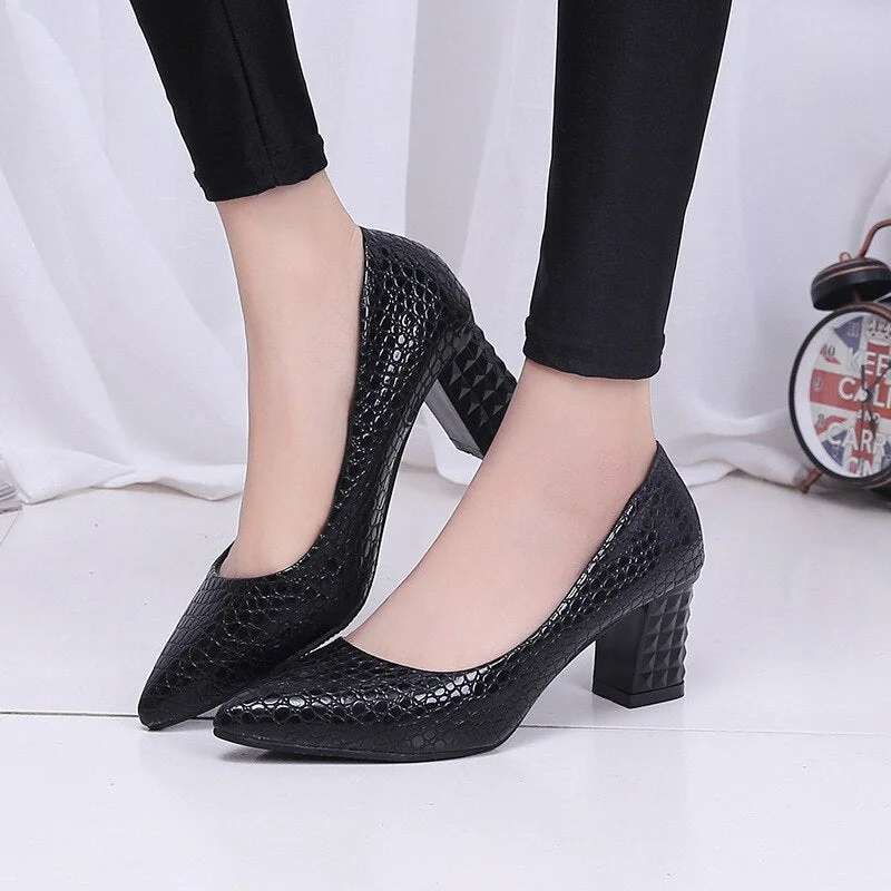 Women Pumps Ankle Strap Thick Heel Women Shoes Square Toe Mid Heels Dress Work Pumps Comfortable Ladies Shoes 6cm