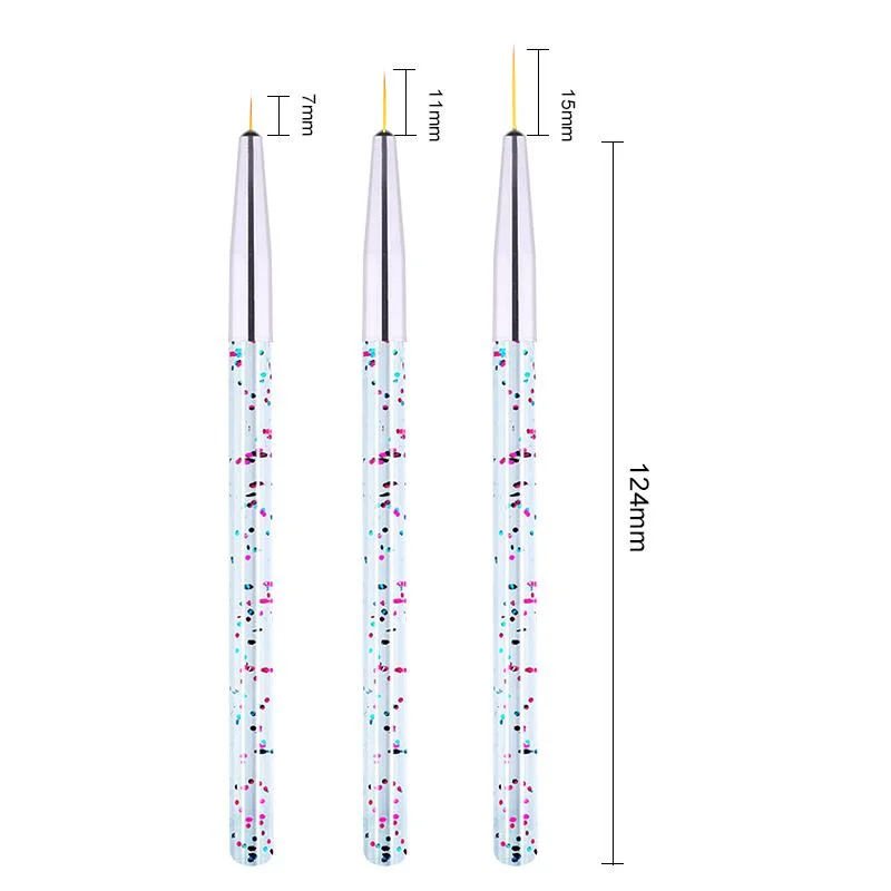 3pcs/Set Nail Brush Nail Art Acrylic Liquid Powder French Stripes Lines Liner Painting Design Brush Dotting Picking Pen Tool-Nail Inspo