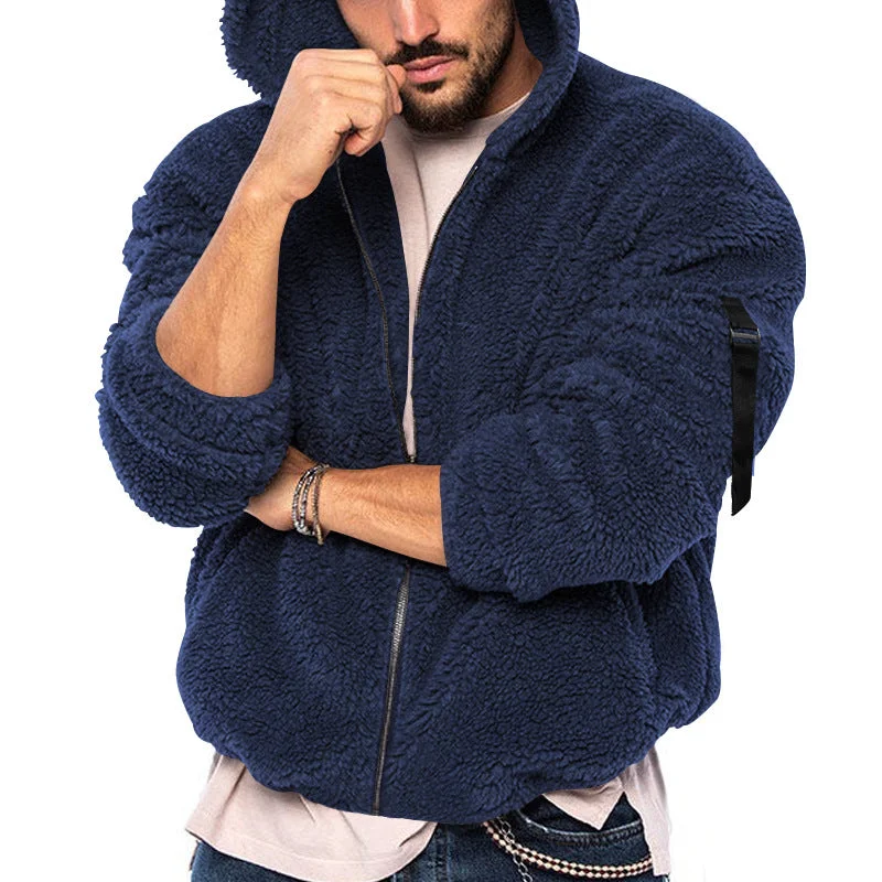 Fleece Warm Hooded Zipper Casual Jacket